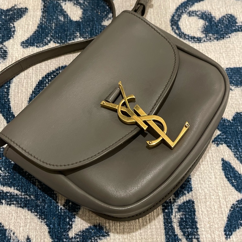 Ysl Kaia Small Satchel Crossbody Bag Grey With Gold H… Gem